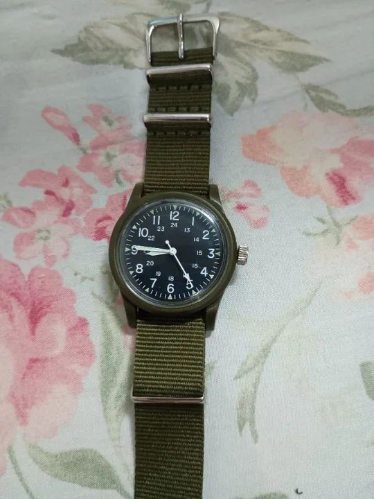 Relógio casual analógico, caixa de 36mm, correia de lona