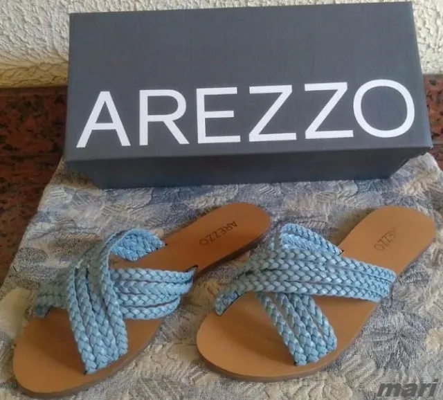 Sandálias Rasteira Arezzo 35 Tiras Trançadas Original Novas Sem Uso Na Caixa