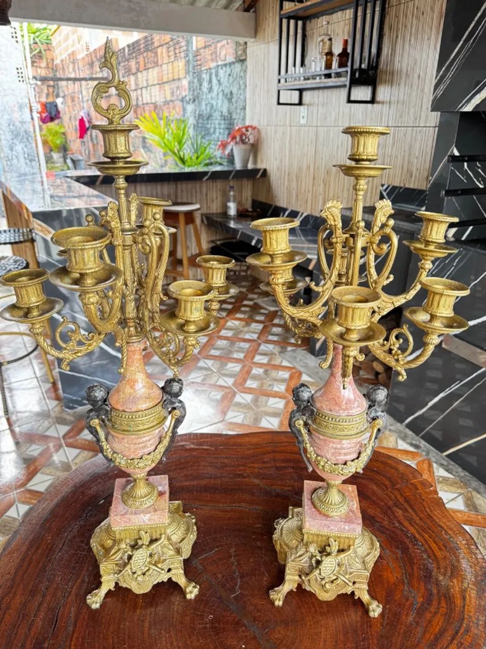 Par de Candelabro Brevetatto Italiano em bronze maciço 