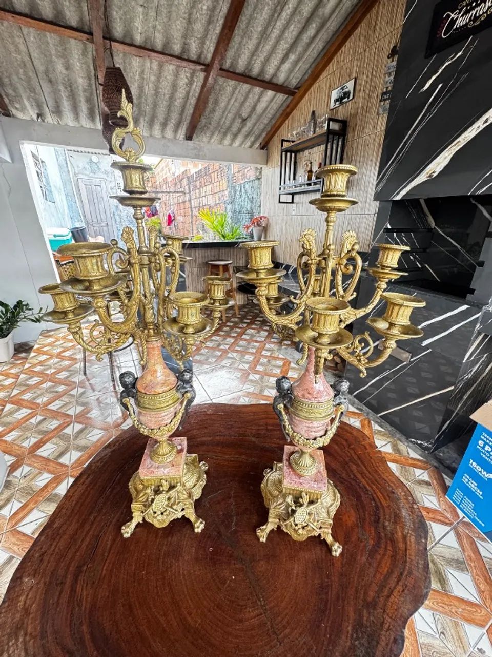 Par de Candelabro Brevetatto Italiano em bronze maciço  - Foto 3