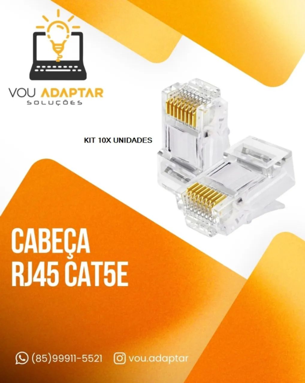 Kit 10x Conectores RJ45 CAT5e para Cabo de Rede plug/cabeça