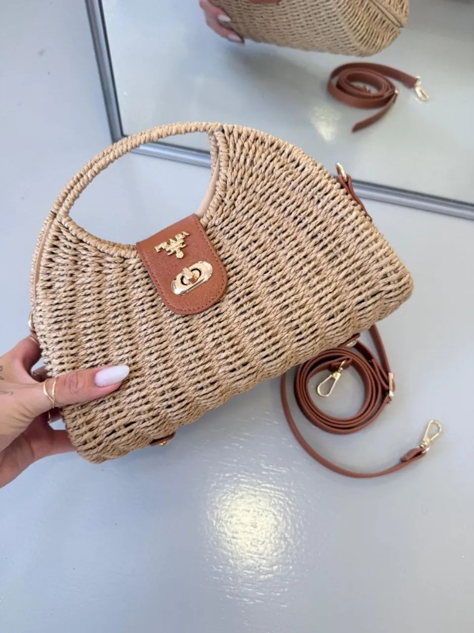 Bolsa Palha Prada Branco - Acompanha Alça de ombro - Foto 4