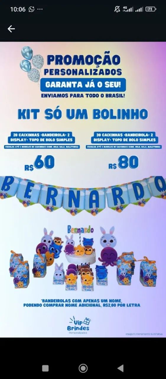 Kit Festa Infantil Personalizado Bernardo