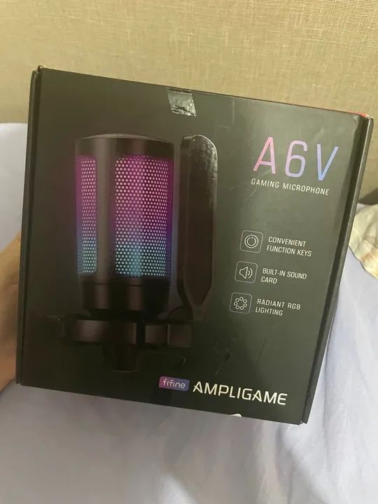 Microfone Gamer Fifine A6V com Iluminação RGB