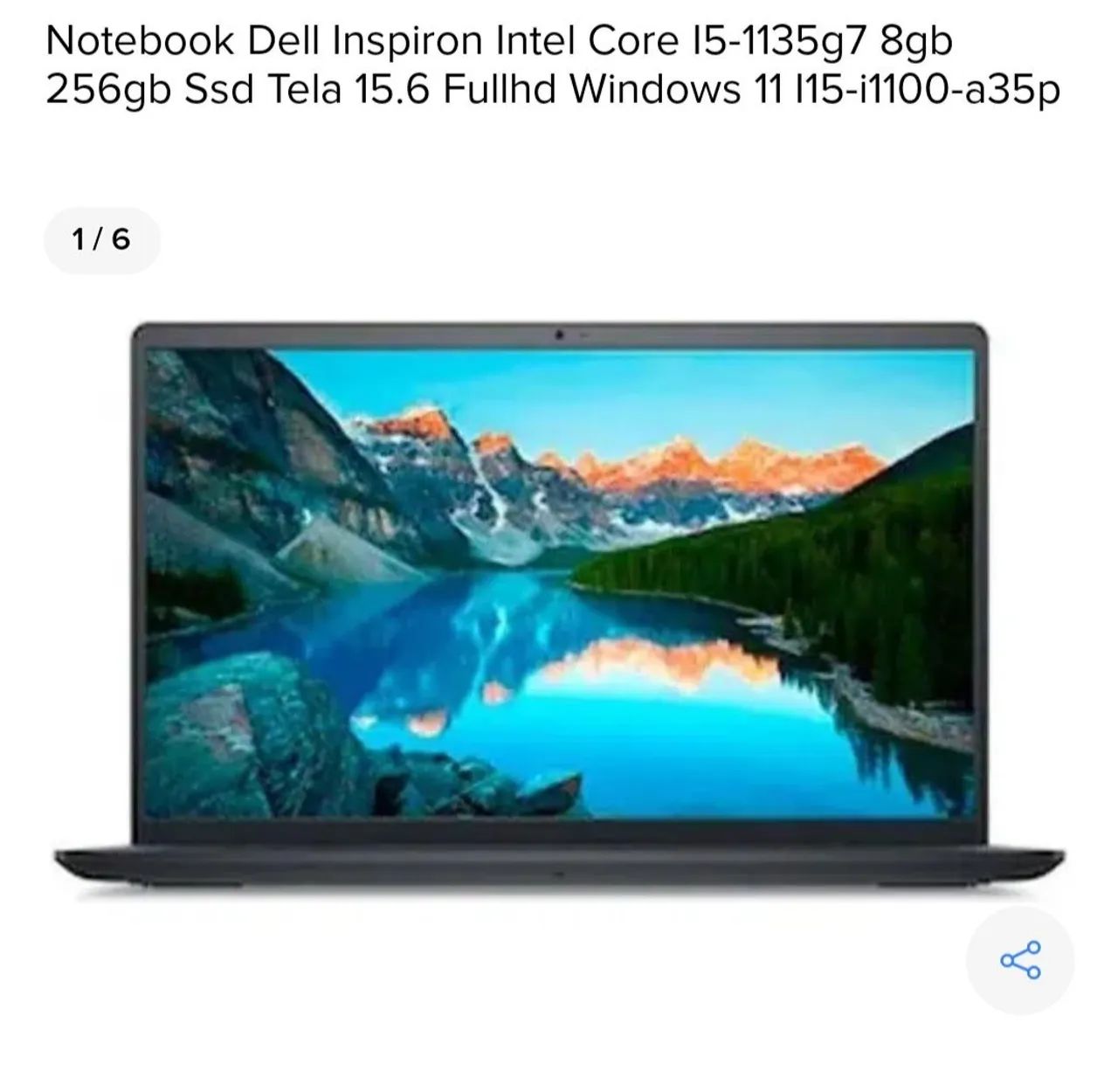 Notebook Dell Inspiron Core I5-1135g7 8GB 256GB SSD 15.6