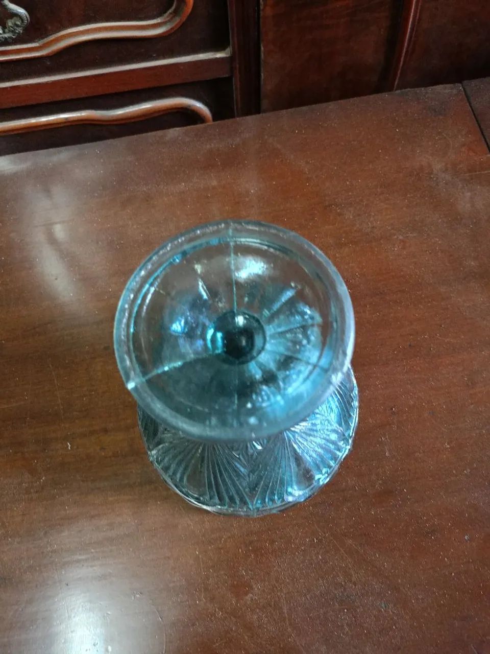 Compoteira de Vidro Azul Antiga - Foto 3