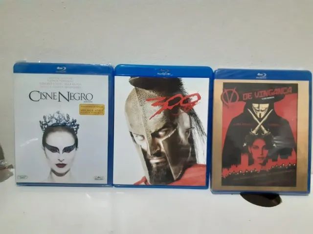 Kit 03 blu-rays - V de Vingança, Cisne Negro e 300 - ORIGINAIS