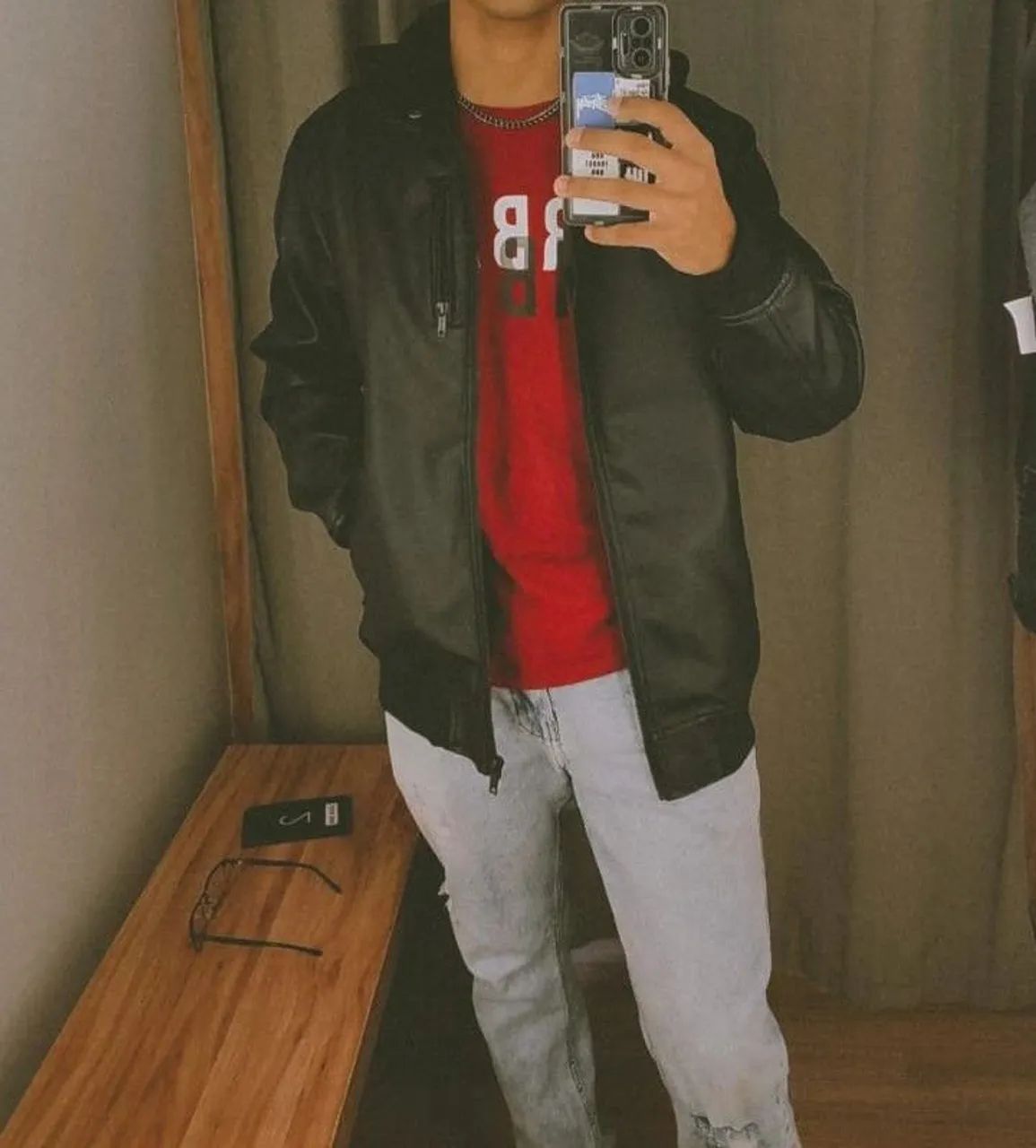 Jaqueta de Couro Masculina com Capuz - Foto 2