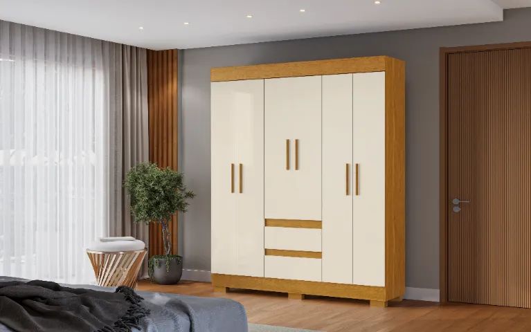 Guarda Roupa Casal com 6 Portas e 2 Gavetas Maya