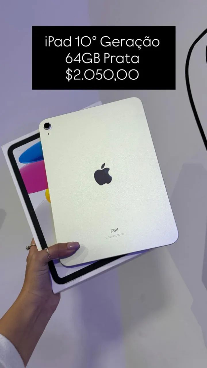 Ipad 10º Geração / 64GB / Prata / Semi Novo Completo /  R$ 2.050,00