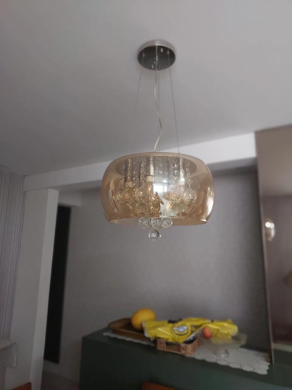 Lustre de cristal âmbar para sala de jantar