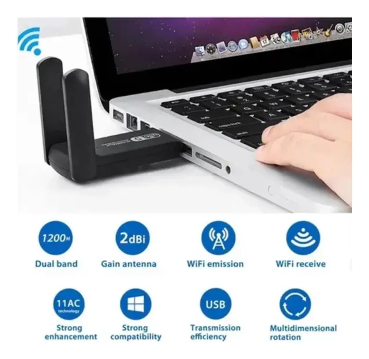 Adaptador Wifi Usb Dual Band Para Notebook Mod. Ka-t8189  - Foto 3