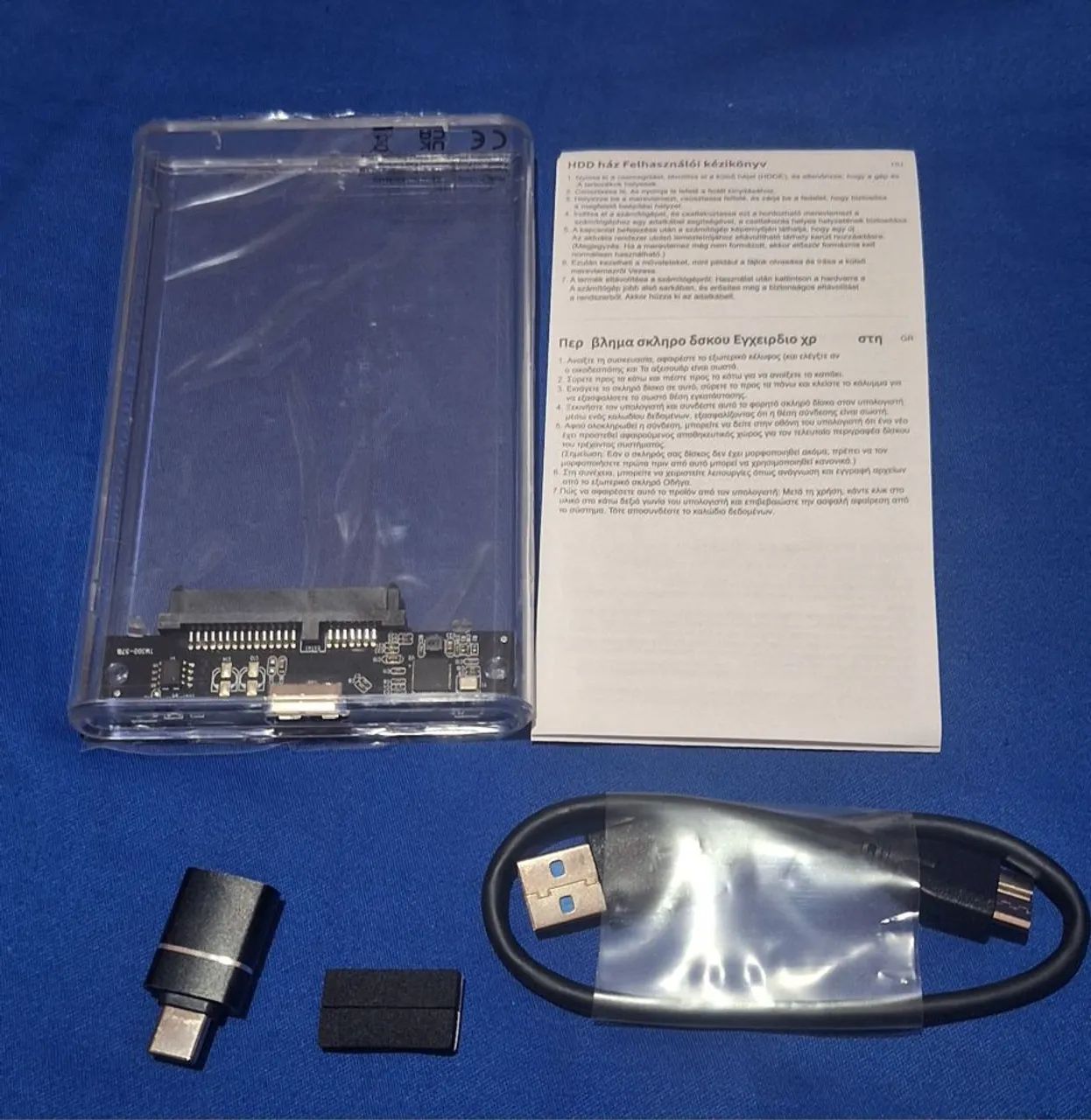 Case transparente hdd ou SSD sata + adaptador USB c