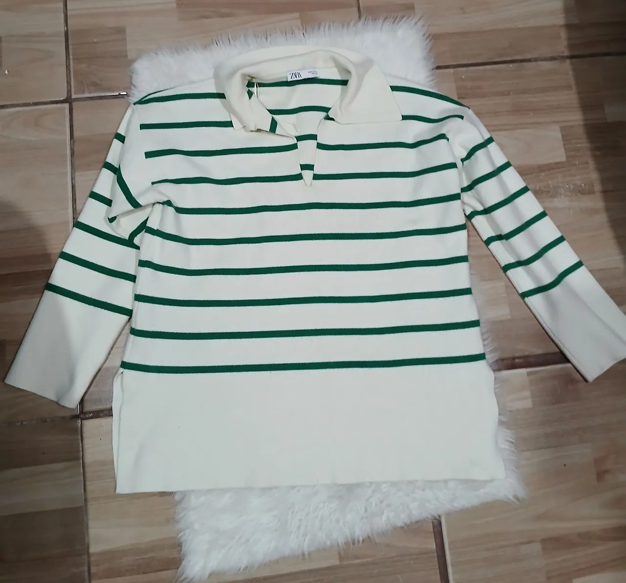 Blusa listrada manga longa Zara
