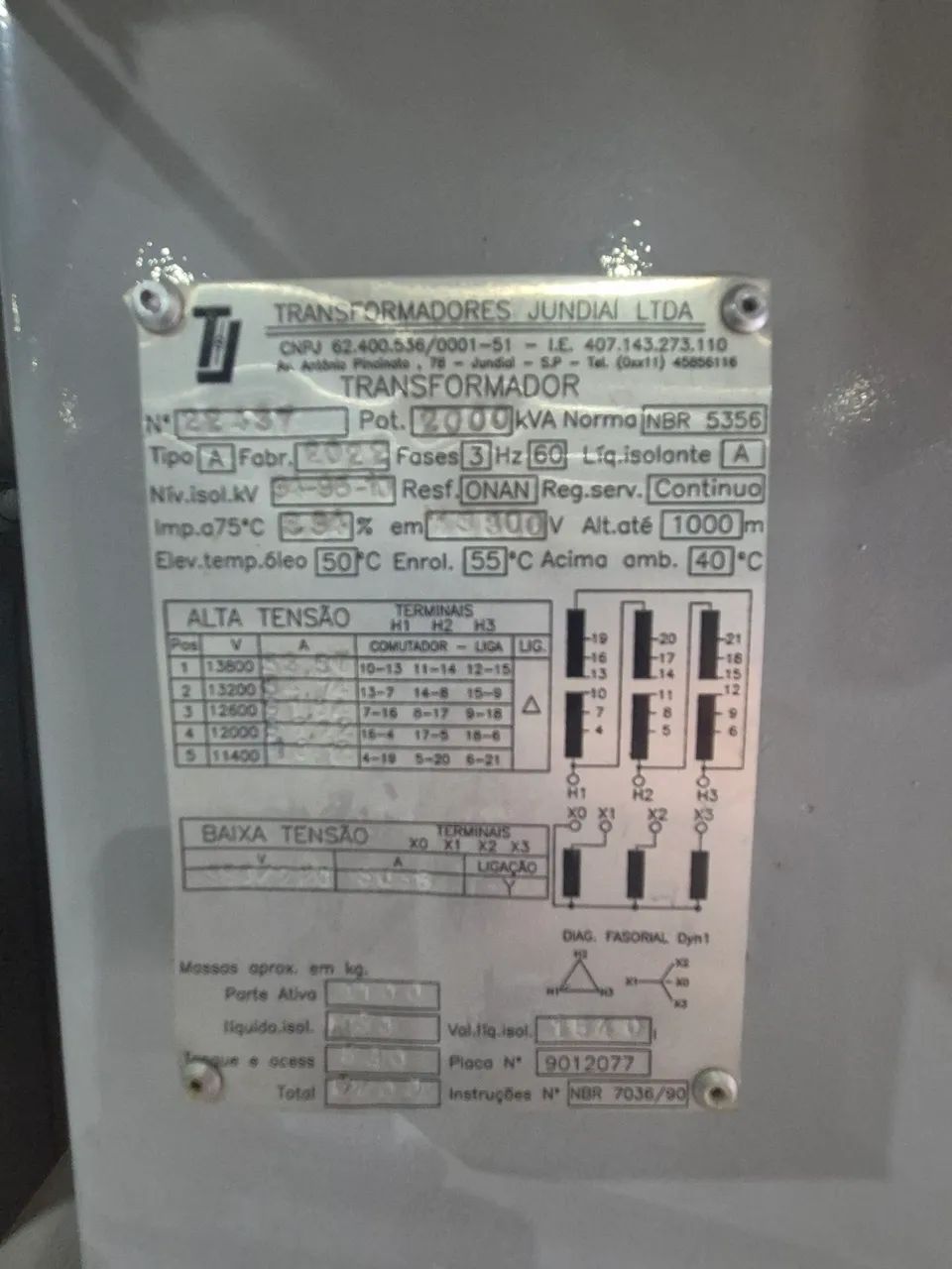 Transformador 13800v para 380v 2000kva - Foto 6