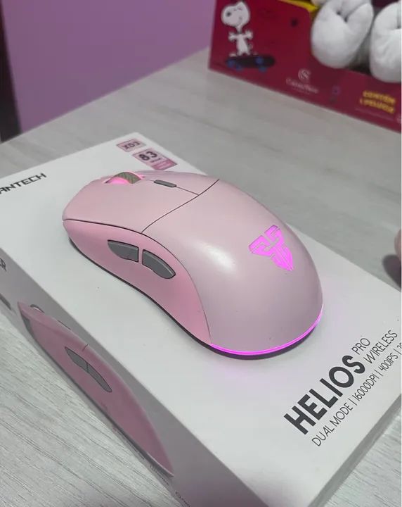 Mouse Gamer Rosa Sem Fio Helios XD3 16000 DPI