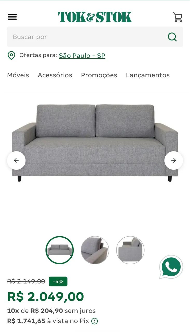 Sofá Tok&Stok 3 lugares - Foto 3