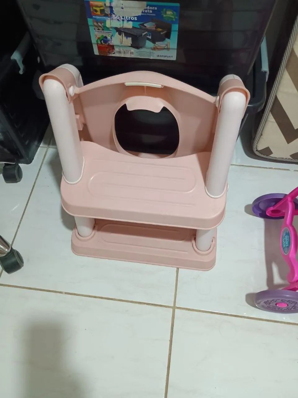 ? Redutor de Assento Infantil com Escadinha Rosa