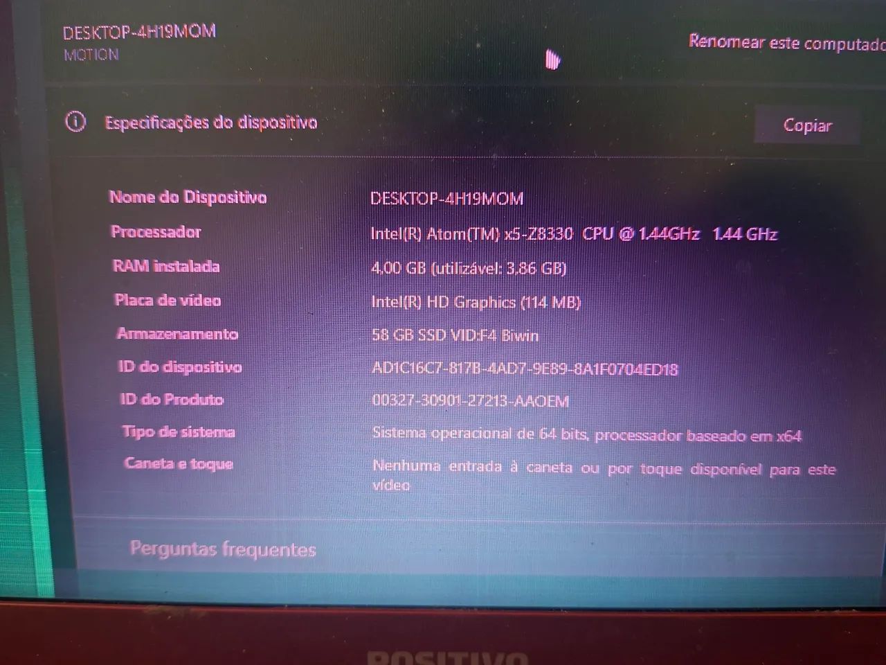 Notebook Positivo Motion Intel Atom 4GB 64GB | Com Defeito - Foto 5