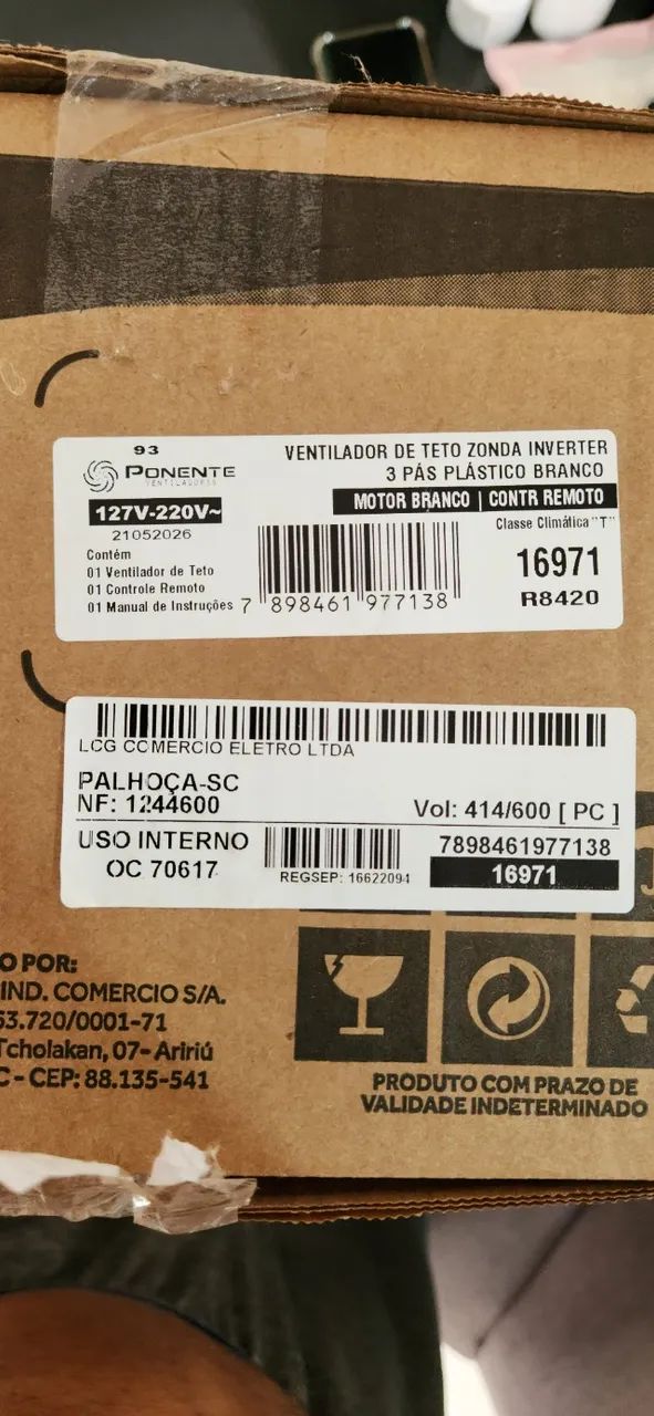 VENTILADOR DE TETO PONENTE 3 PÁS E 2 LÂMPADAS COM CONTROLE - Foto 3