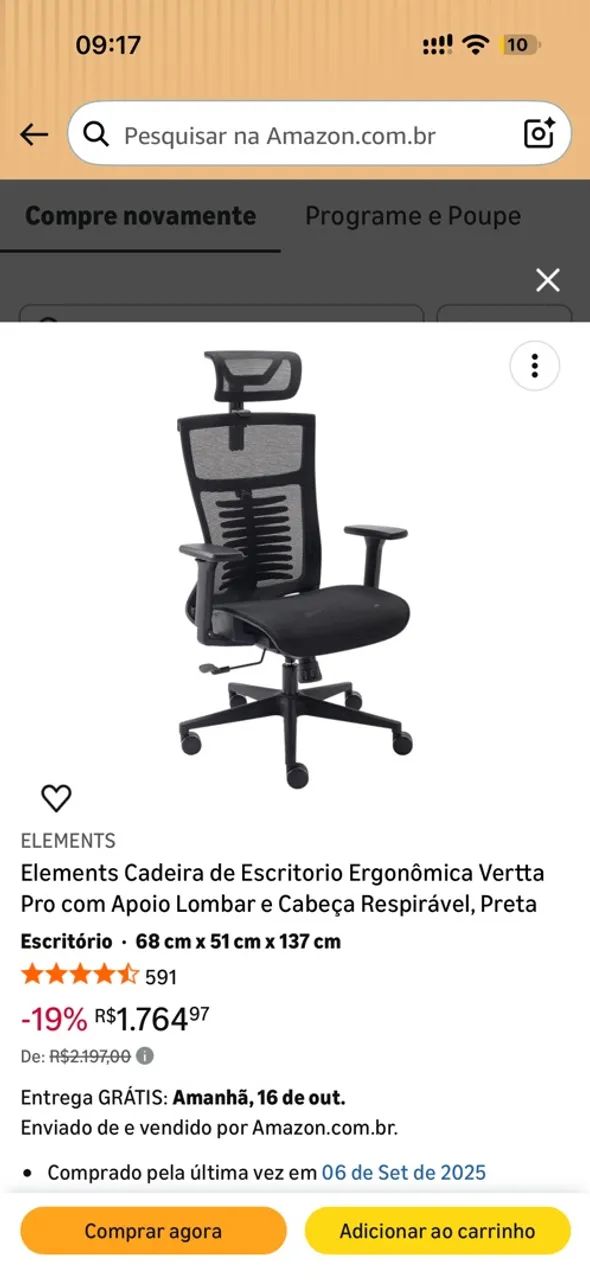 Cadeira ergonômica Elements Verta Pro