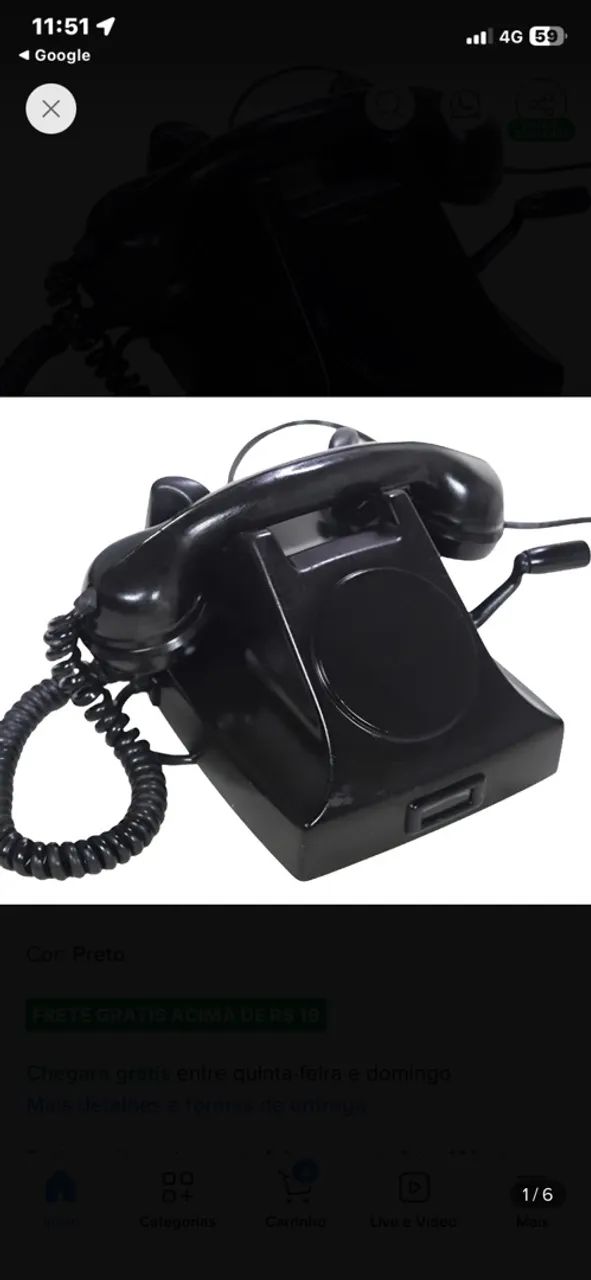 Telefone antigo a manivela