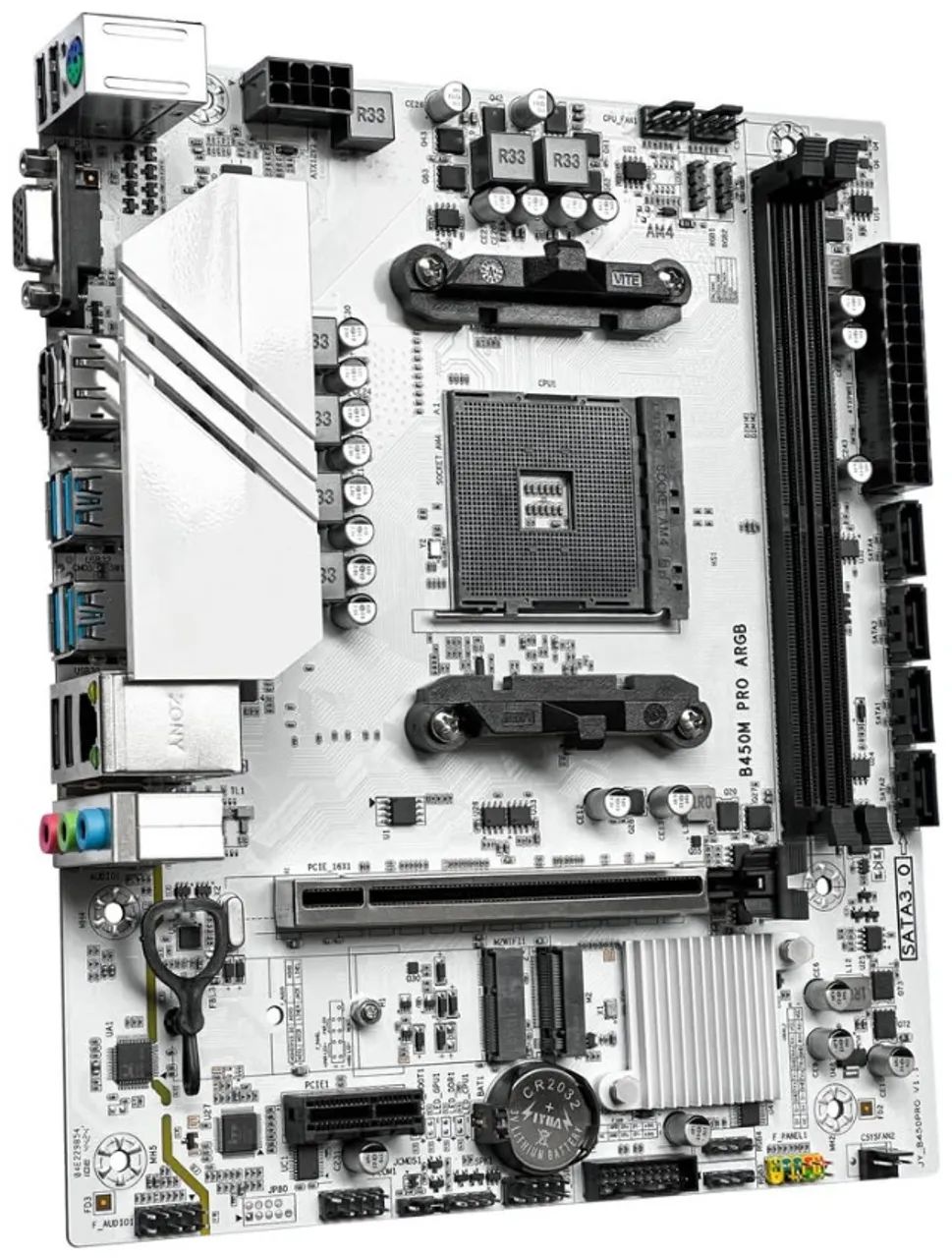 PLACA MÃE AMD AM4 B450M PRO WIFI, BLUETOOTH E ARGB 5V 3 PINOS