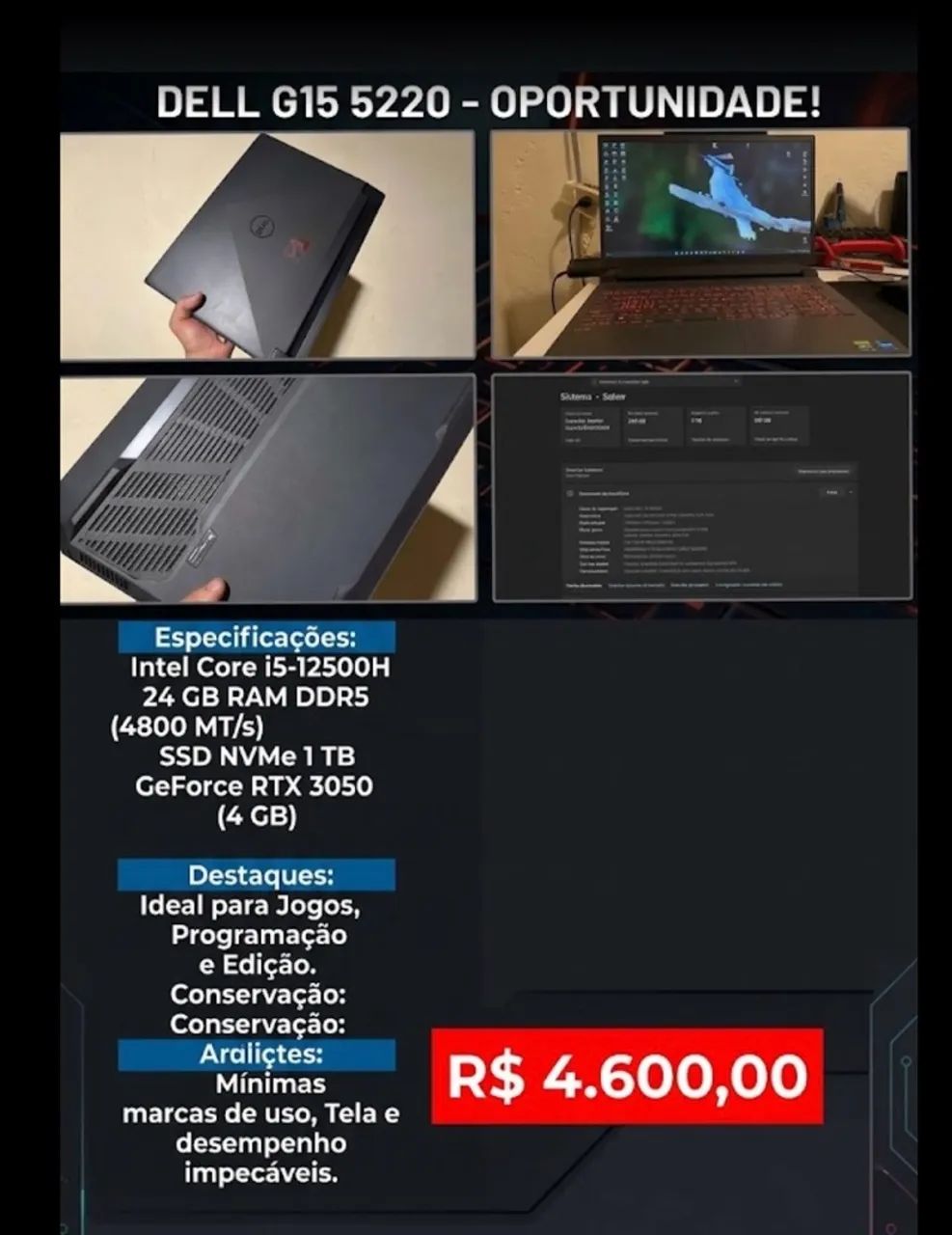 Vendo notebook gamer Dell 