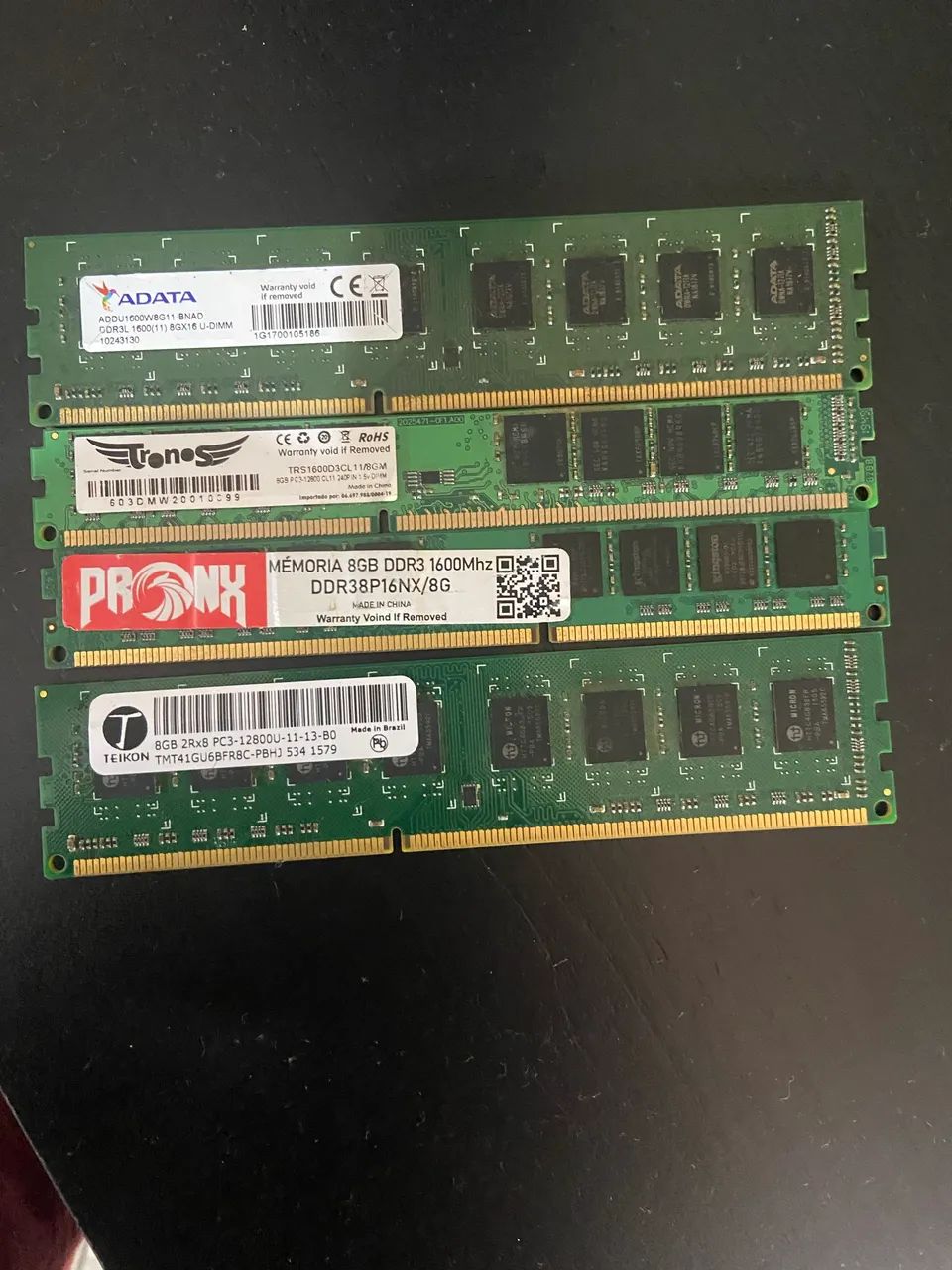 Memórias RAM 8GB 4 unidades 150 cada