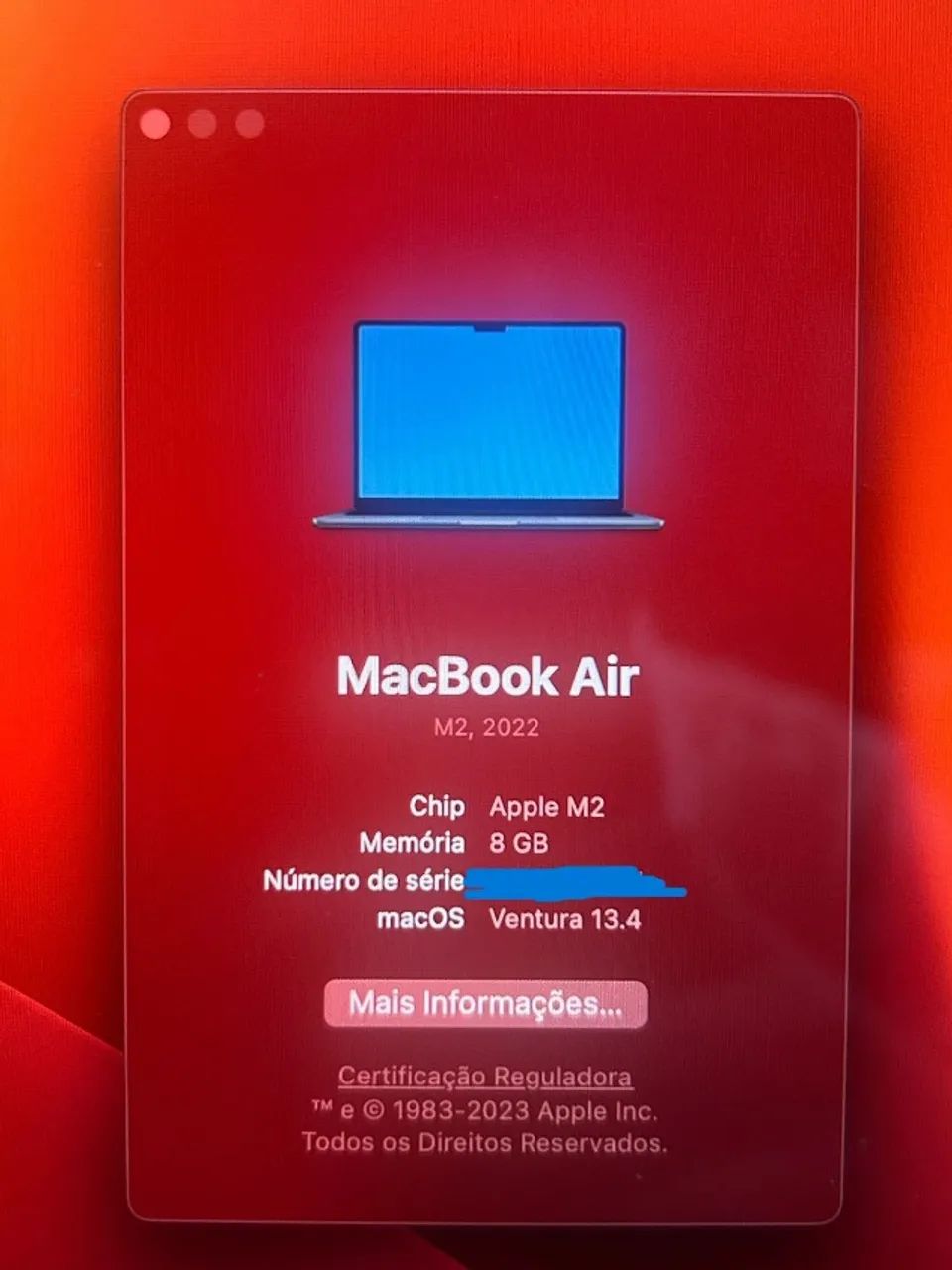 MacBook Air M2 2022 8GB RAM 256GB - Midnight - 99% Bateria