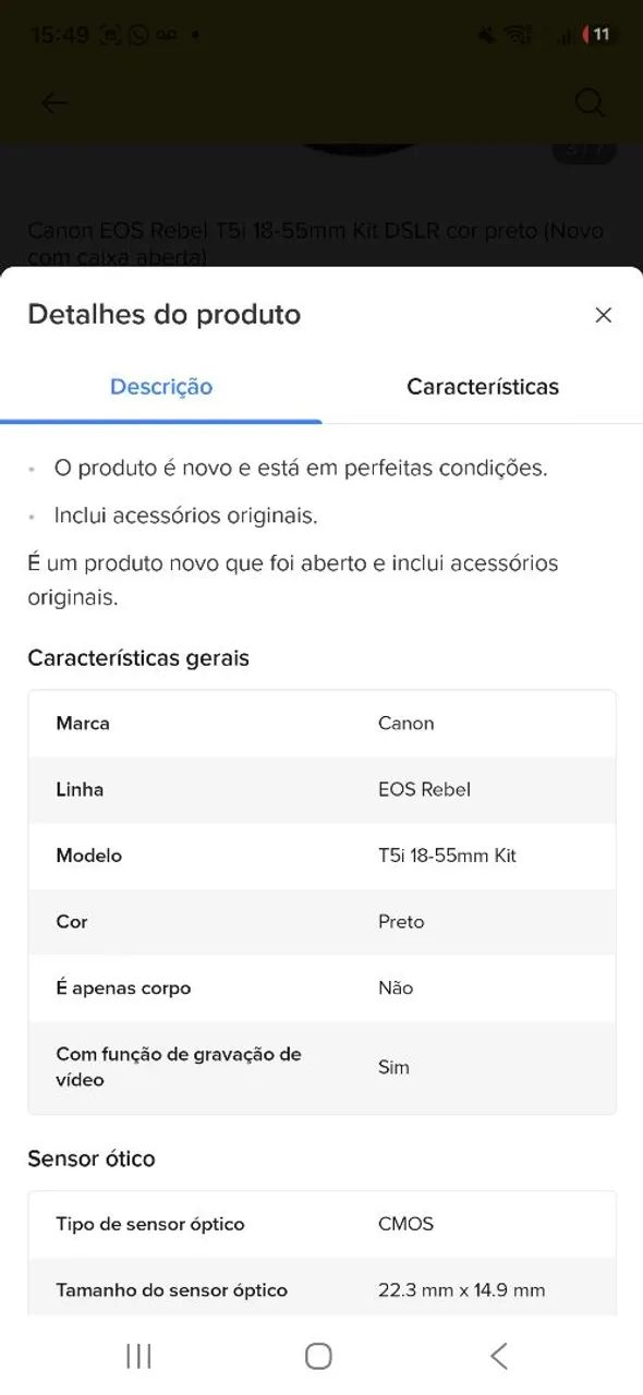 Câmera Cânion Dslr
