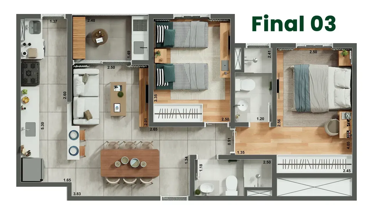 PLANTA 58m²