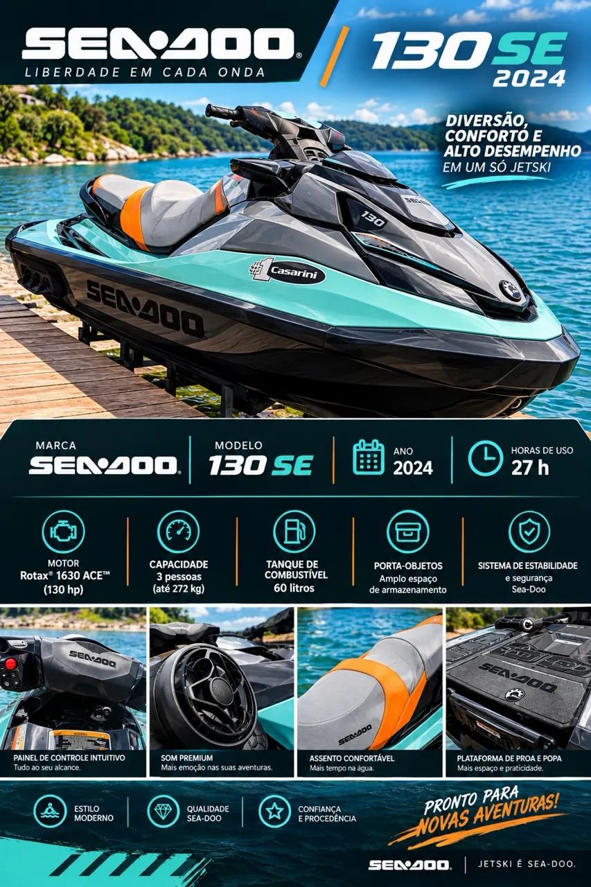 Jetski seadoo 130se 26 horas  - Foto 5