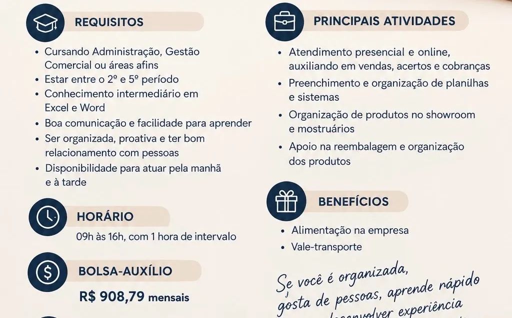 Vaga de Estágio - Área Comercial  - Foto 2