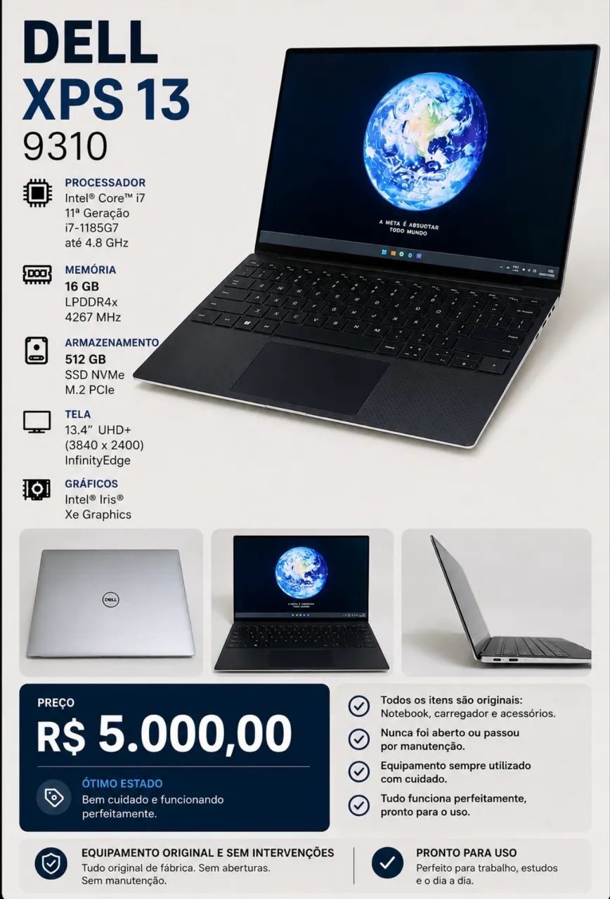 Dell XPS 13 9310 i7 11ª | 16GB RAM | SSD 512GB | Tela UHD+ 4K - Foto 3