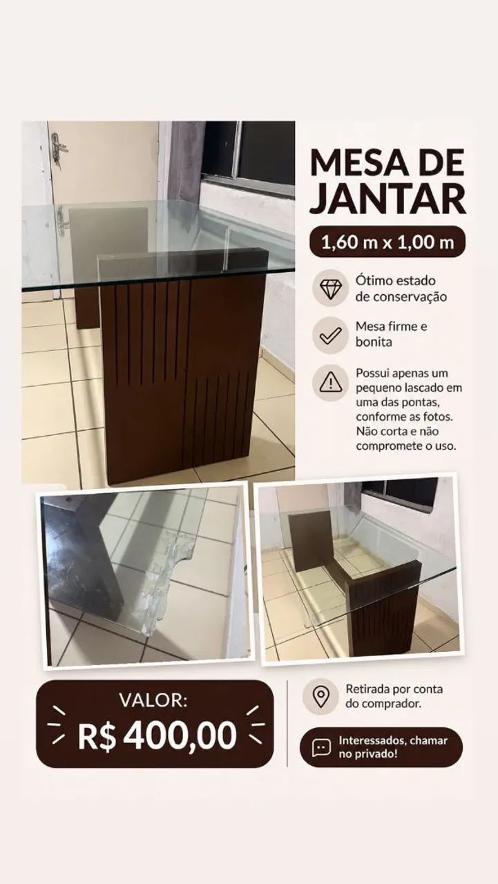 Mesa de jantar 6 lugares 