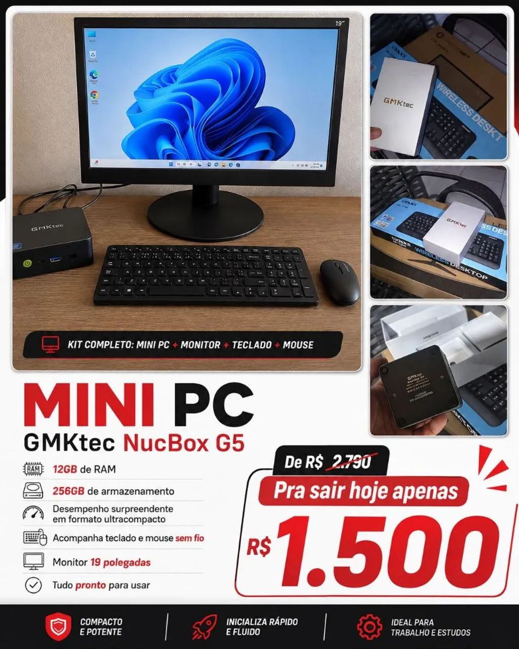Mini PC Ultra Compacto GMKtec NucBox G5 12GB RAM