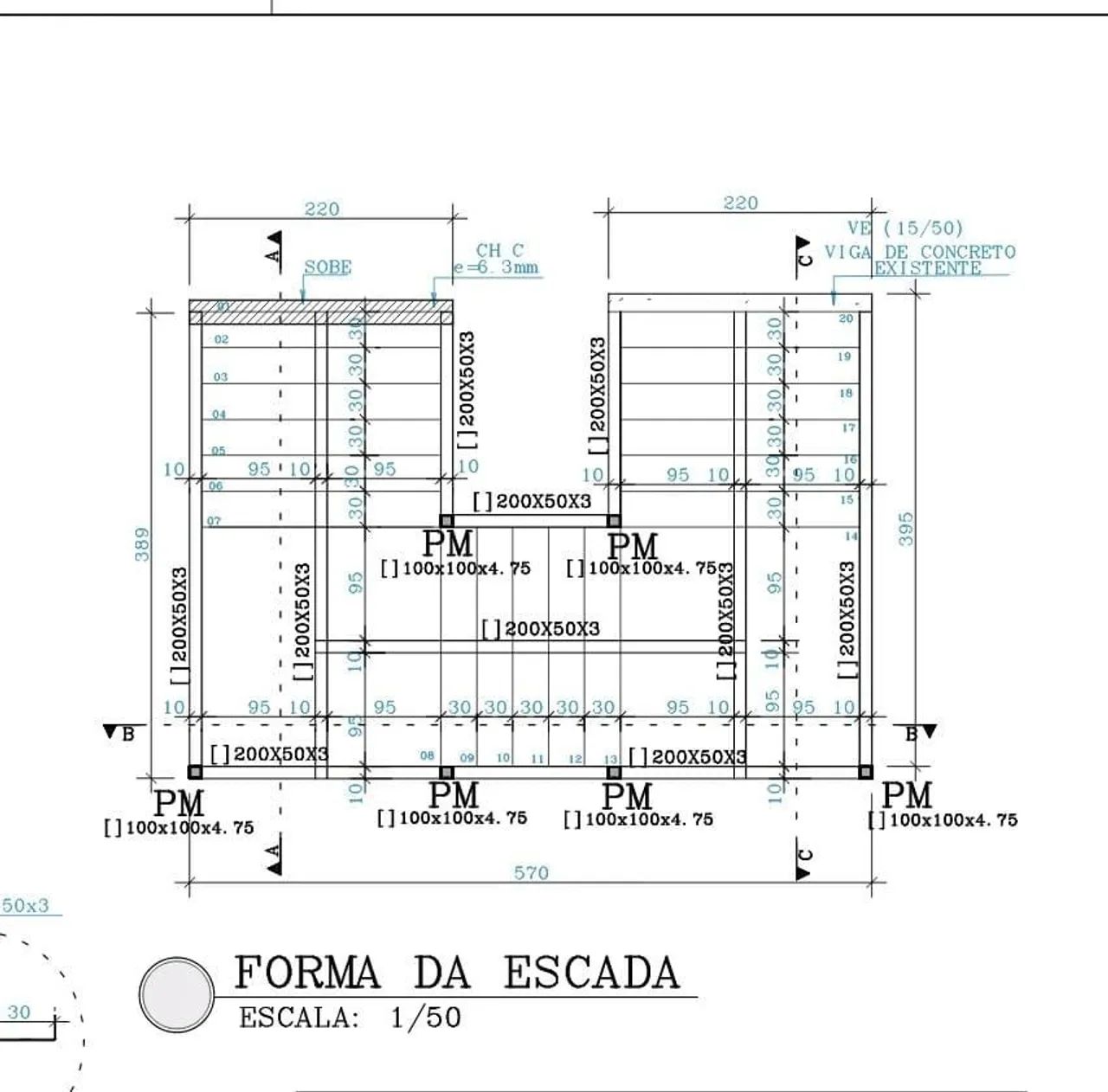 Escada pra mesanino lojas ou indústria 