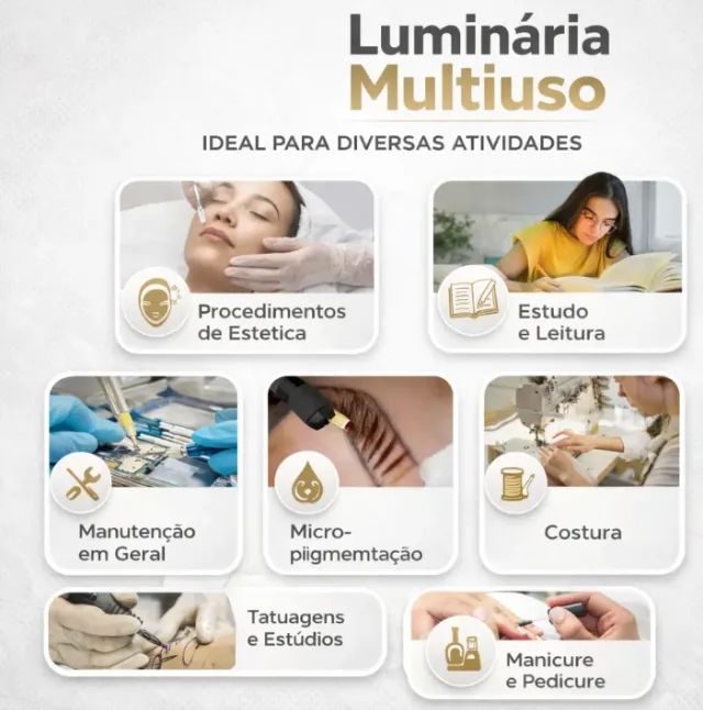 Luminaria Estética Lupa 8x Ringlight Led Articulada Preto - Foto 4