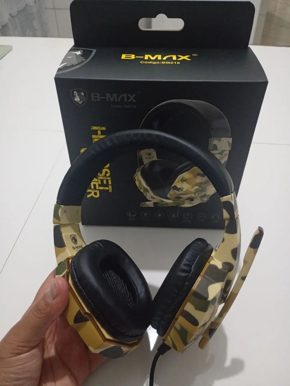 Fone De Ouvido Headset Gamer Led P/ Celular Pc Ps4 Camuflado