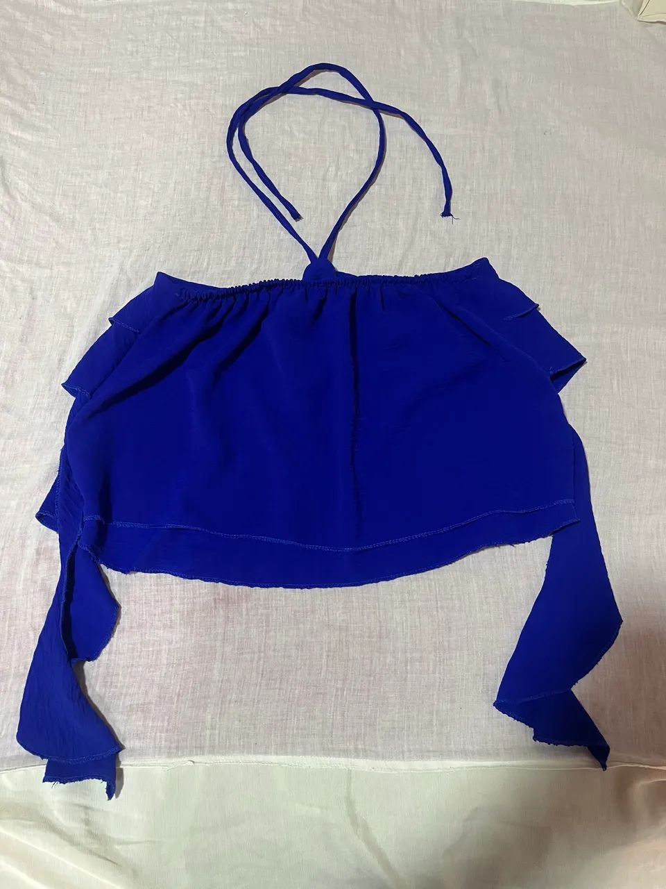 Blusa Azul Royal com Babado - Tamanho Único ? - Foto 3