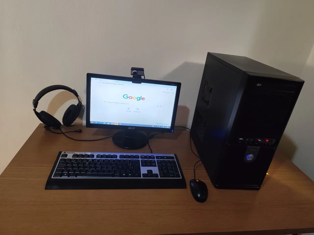Computador completo com headset webcam teclado gabinete mouse 