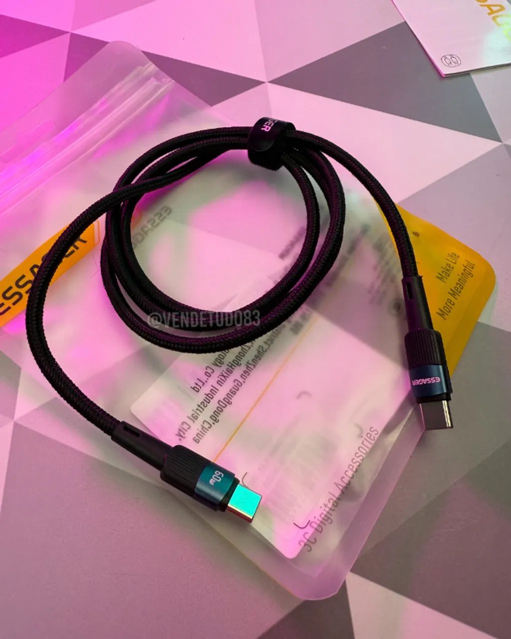 Cabo Essager 7a usb tipo c pd carregamento rápido - Foto 4