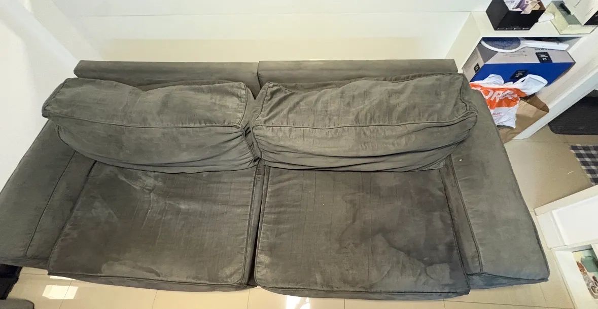 Sofá cama e retrátil, 4 lugares, camurça cinza - Foto 5