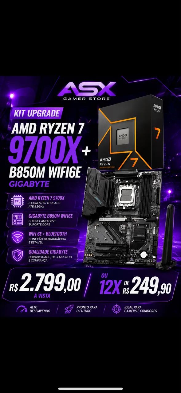 Kit upgrade Ryzen 7 9700X + B850m Eagle Wifi6e