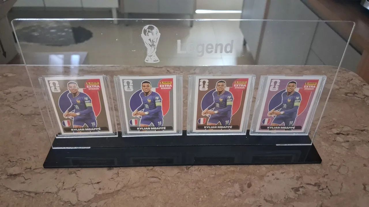 Figurinhas legends original panini Mbappe Ouro, prata, bronze e bordo