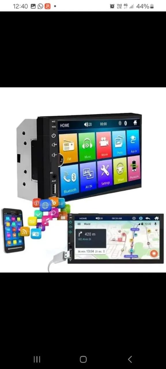 Central multimídia universal 2 din mp5 espelhamento Android Ios som automotivo  - Foto 2