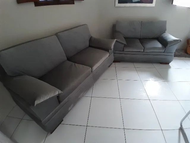 Sofá cor prata conjunto