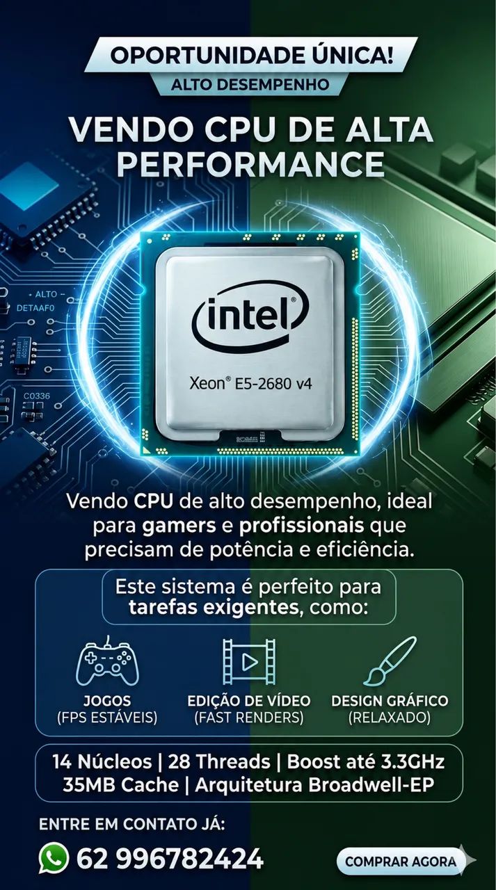     PC Gamer Xeon E5-2680 v4 + [RAM] + [SSD] + [Placa de Vídeo]
