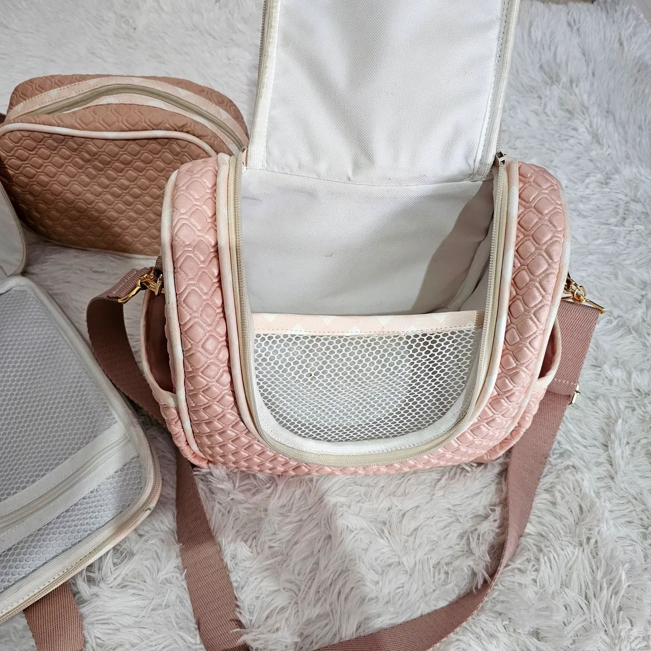 kit bolsa maternidade 3 peças rosa chá - Foto 4